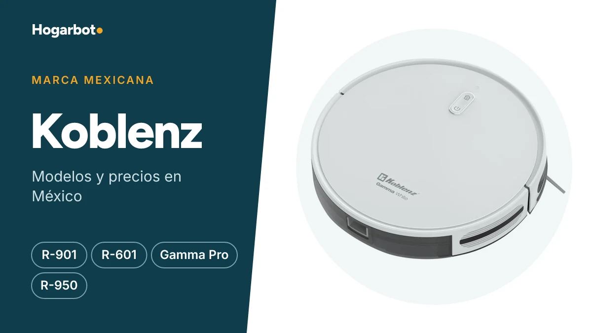 Aspiradora robot Koblenz Gamma White R-901 blanca, en la cabecera de la guía de la marca mexicana Koblenz