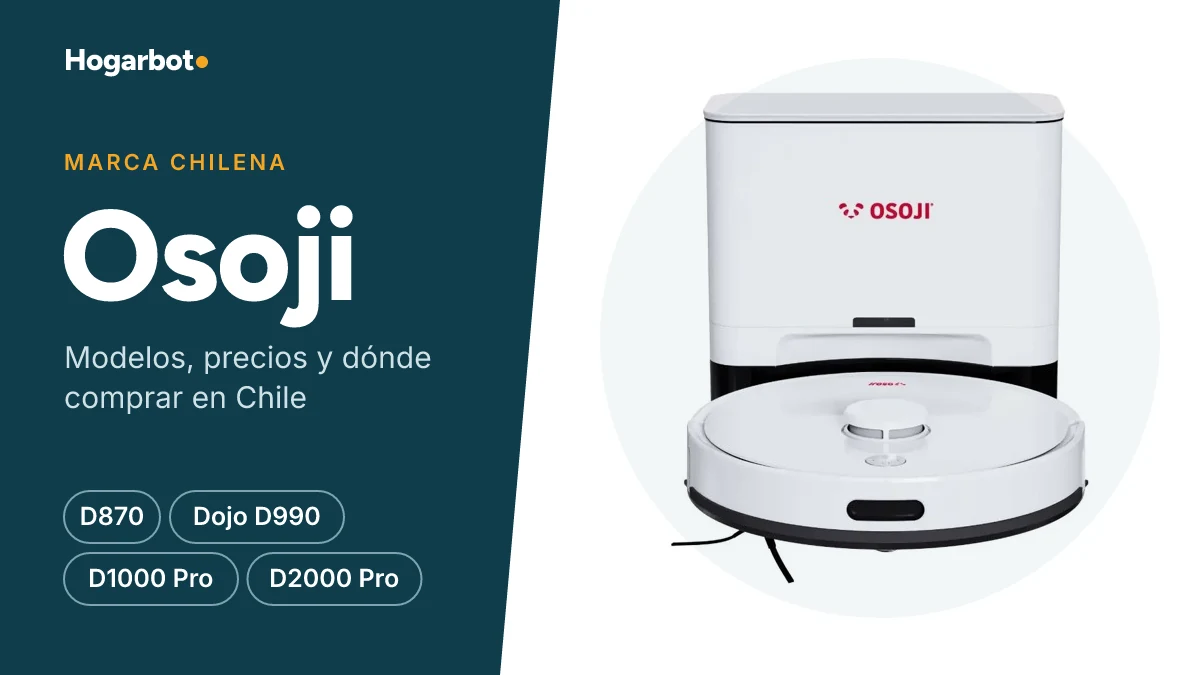 Aspiradora robot Osoji D1000 Pro con su base, en la cabecera de la guía de la marca chilena Osoji